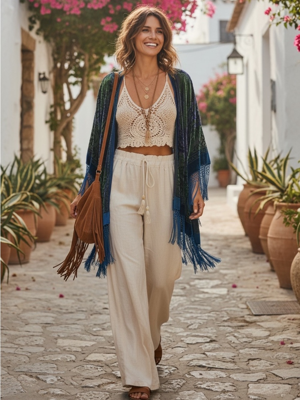 Velvet Burnout Fringe Kimono Cover Up Jade Blue Green Sheer Tassel Duster Wrap